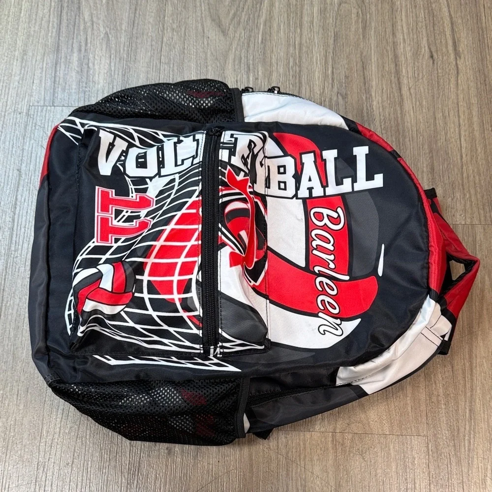 Volleyball Themed Black and Red Backpack